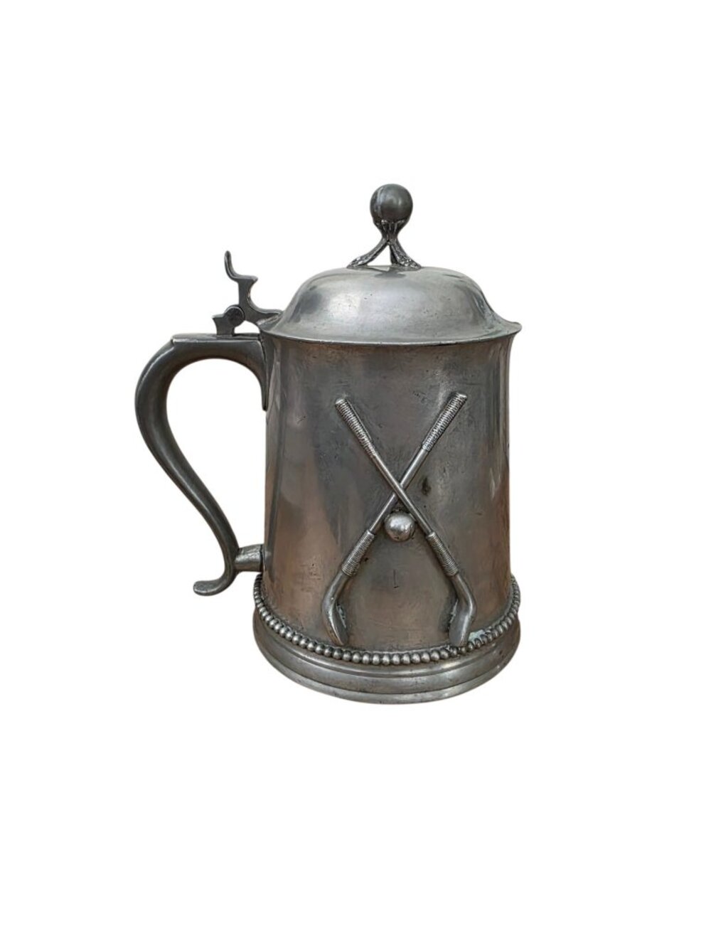 Antique 1900 Manning Bowman & Co Pewter Beer Stein Tankard Golf Trophy